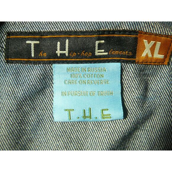 Vintage THE Hip Hop Elements Denim Jacket sz XL - Picture 7 of 8